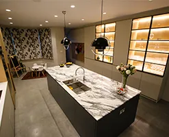 modern open plan kitchen and lounge area